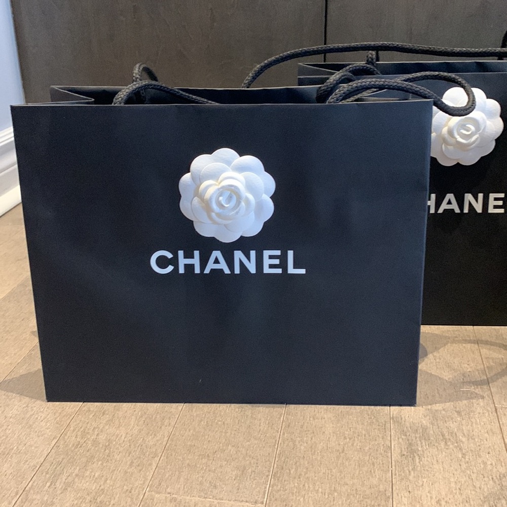 Authentic CHANEL Shopping Bags Set of 3 with Camellia | Large Boutique Gift Bags - Picture 4 of 9